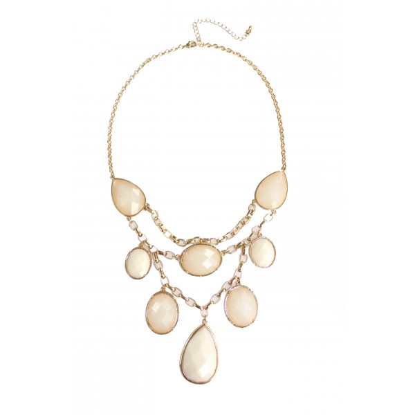 Ivory Faceted Teardrop Stone Necklace
